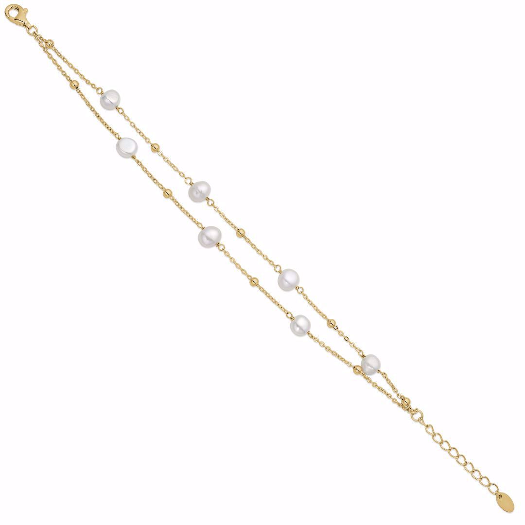 Seville dobbelt perle armbånd forgyldt sølv 81030/F
