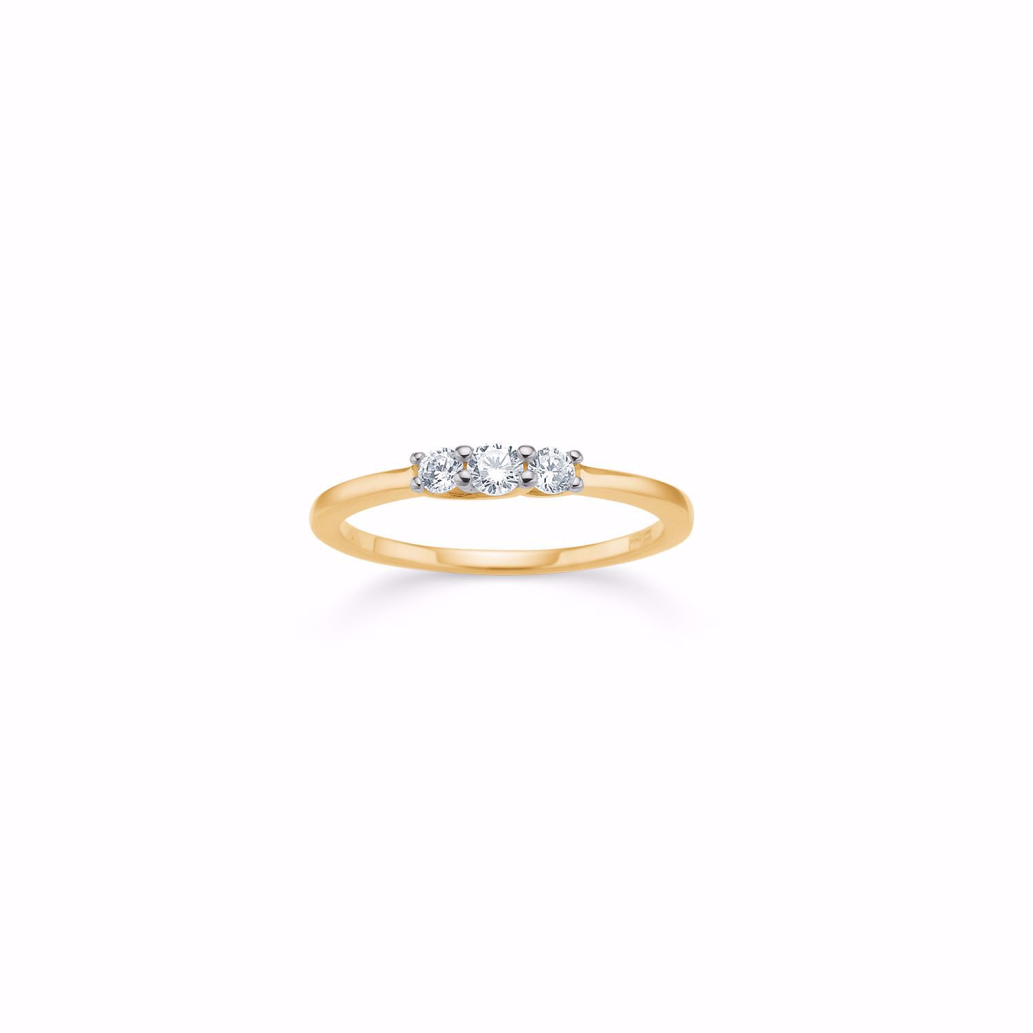 Guldring 8kt guld m. 3 zirkonia sten - 6487/08