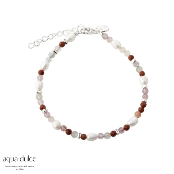 Aqua Dulce PEACHY perle armbånd sølv 6249