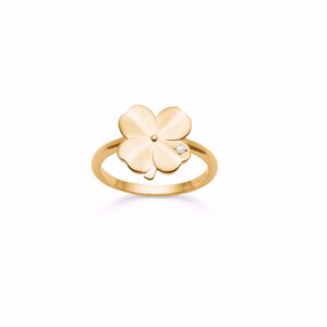 Elegant firkløver ring i 925 sterlingsølv med zirkonia sten – symbolsk smykke for held og lykke til kvinder