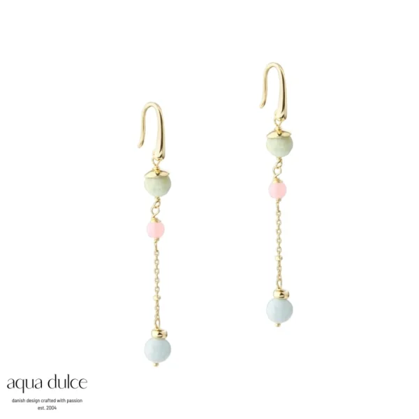 MORGANITE DREAM LONG øreringe forgyldt - Aqua Dulce