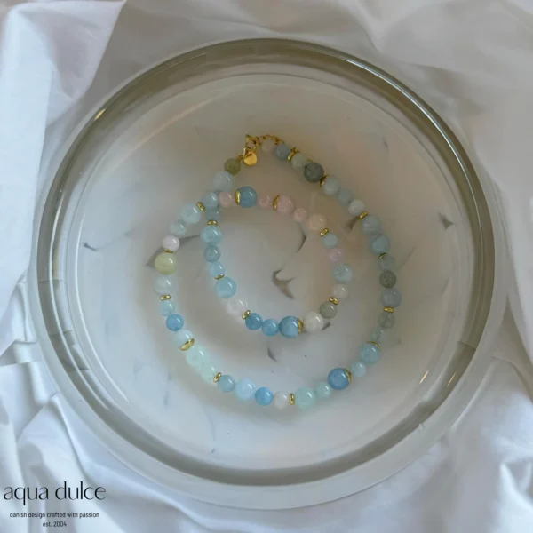 MORGANITE DREAM halskæde i forgyldt - Aqua Dulce - Billede 2