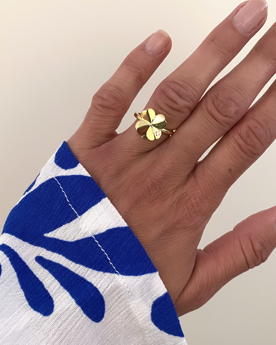 Firkløver ring forgyldt sølv 12mm - Guld & Sølv Design 2063/2/F - Billede 2