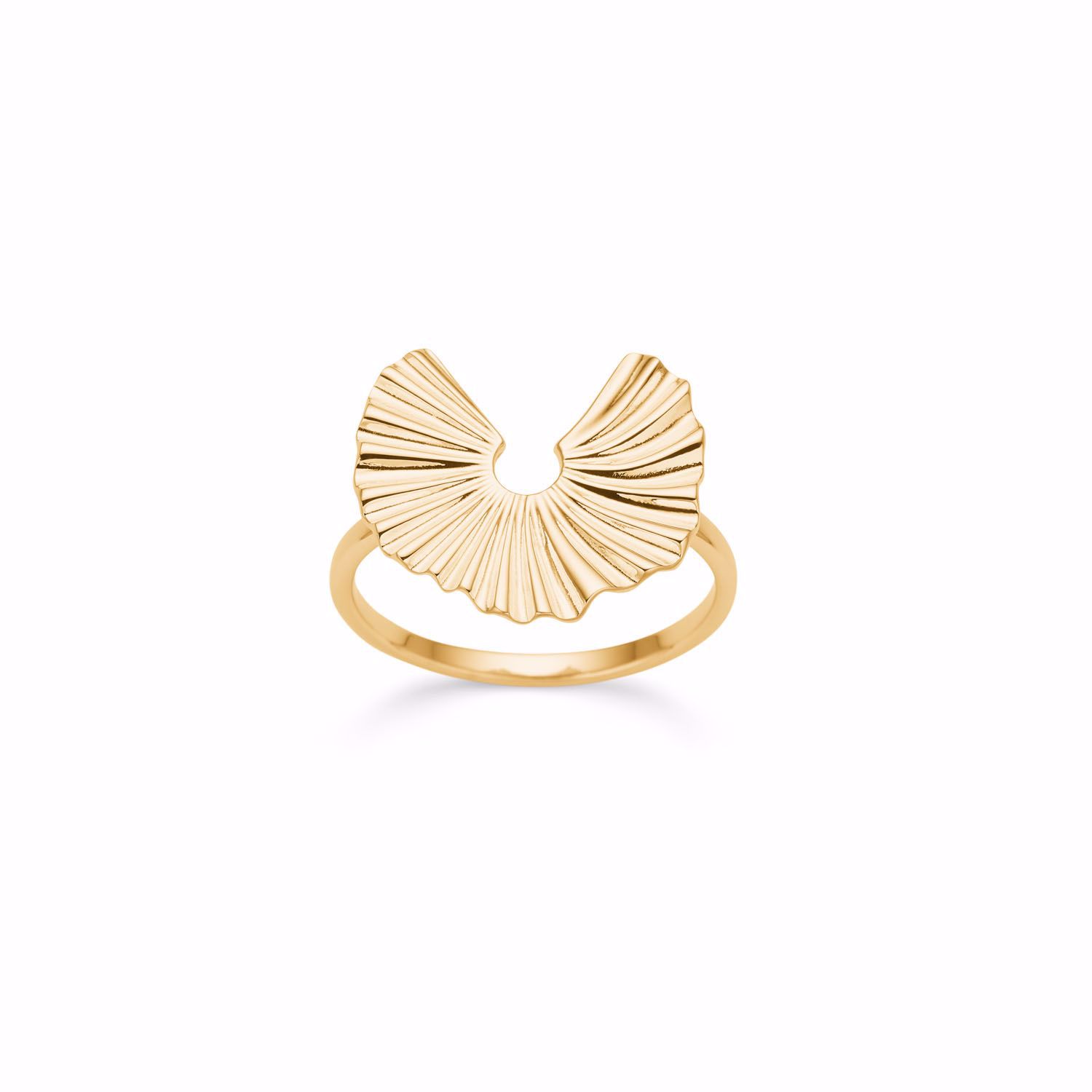 Selma ring fra Seville Jewelry i forgyldt sølv. Unikt vifteformet design med elegant struktur