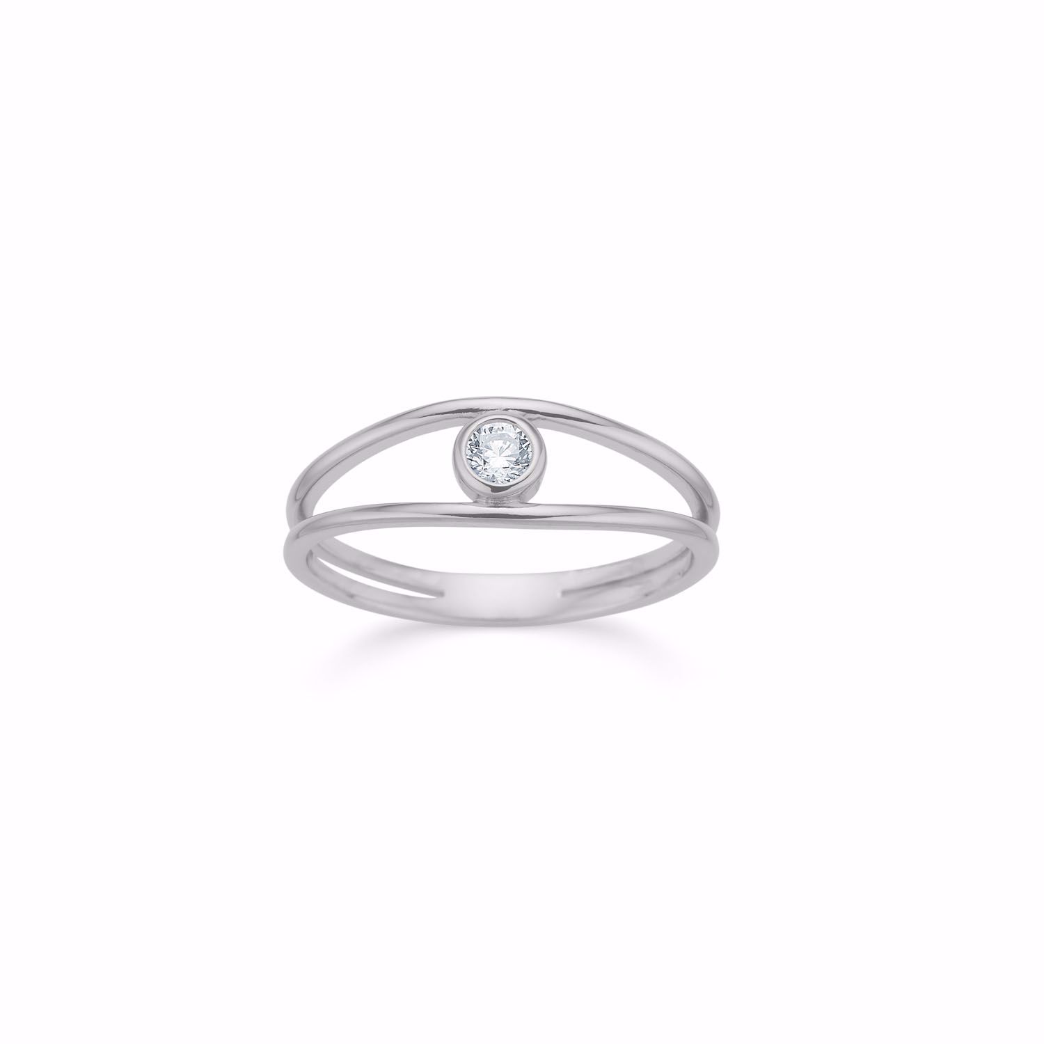 trådring i sølv med klar zirkonia sten