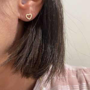 Hjerte øreringe forgyldt sølv med zirkonia sten - 11591/F