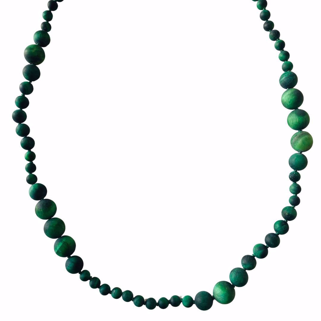 Halskæde med grønne tigerøjesten 90cm - 81022/90