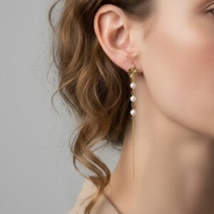 Viola kæde øreringe med perler & hjerte - Seville Jewelry 11610/F