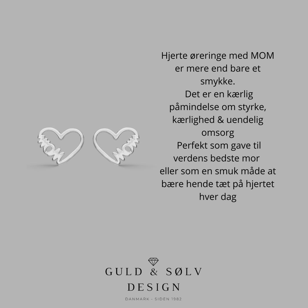 Øreringe med hjerte & MOM i sølv - 2066/1 - Billede 2