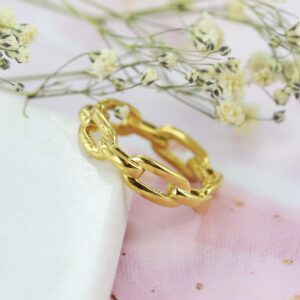 Link ring - Rustfrit Stål PVD Guldbelægning