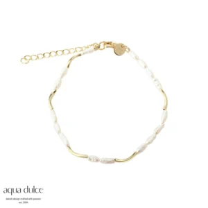 Alura perle armbånd forgyldt sølv - Aqua Dulce 6325