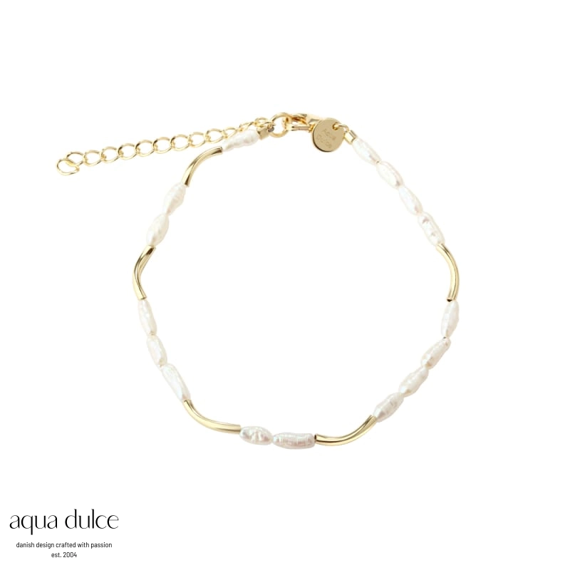 Alura perle armbånd forgyldt sølv - Aqua Dulce 6325