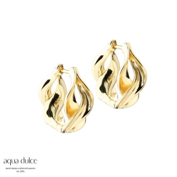 Curva hoop øreringe forgyldt sølv - Aqua Dulce 6512