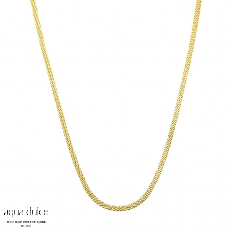 Flata halskæde i forgyldt sølv - Aqua Dulce 6278