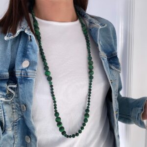 Halskæde med grønne tigerøjesten 90cm - 81022/90