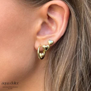 Karla hoops med hjerte i forgyldt sølv - Aqua Dulce 6426