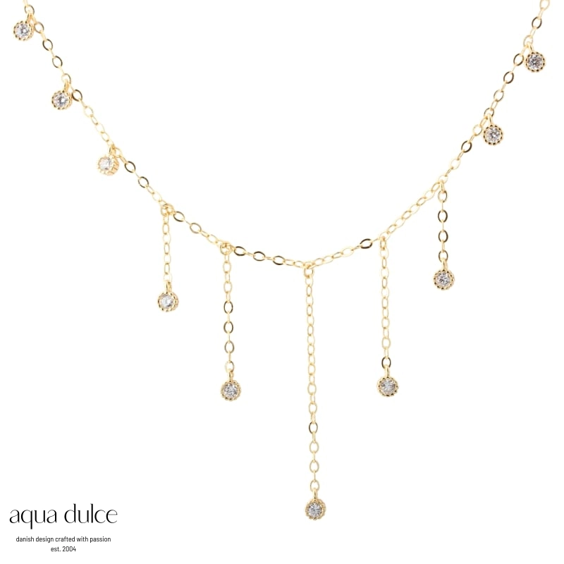 LUMI halskæde forgyldt sølv - Aqua Dulce 6452