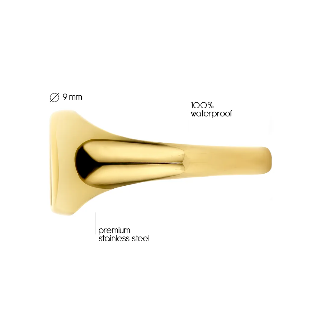 Signet ring med perlemor - Rustfrit Stål PVD Guldbelægning - Billede 3