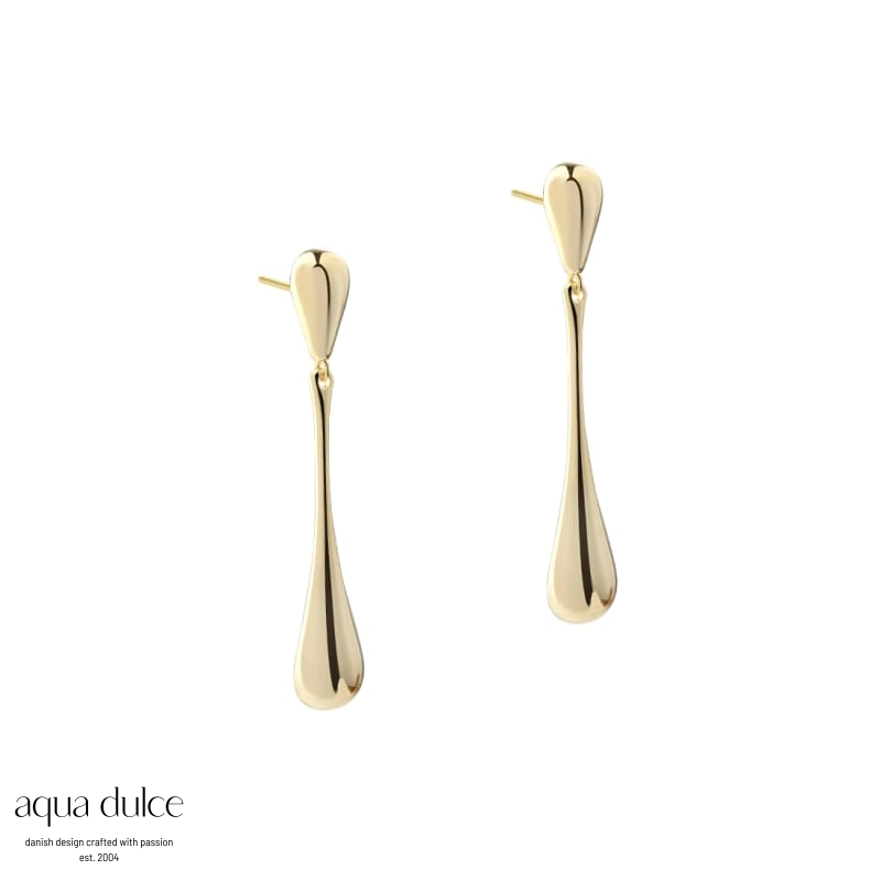Shiny New Big Drop øreringe forgyldt sølv 5,4cm - Aqua Dulce 6460