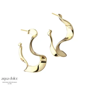 Slim Rhumba Large øreringe forgyldt 30mm - Aqua Dulce 6582