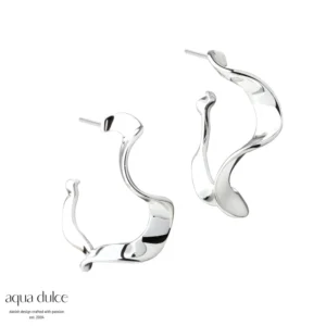 Slim Rhumba Large øreringe sølv 30mm - Aqua Dulce 6581