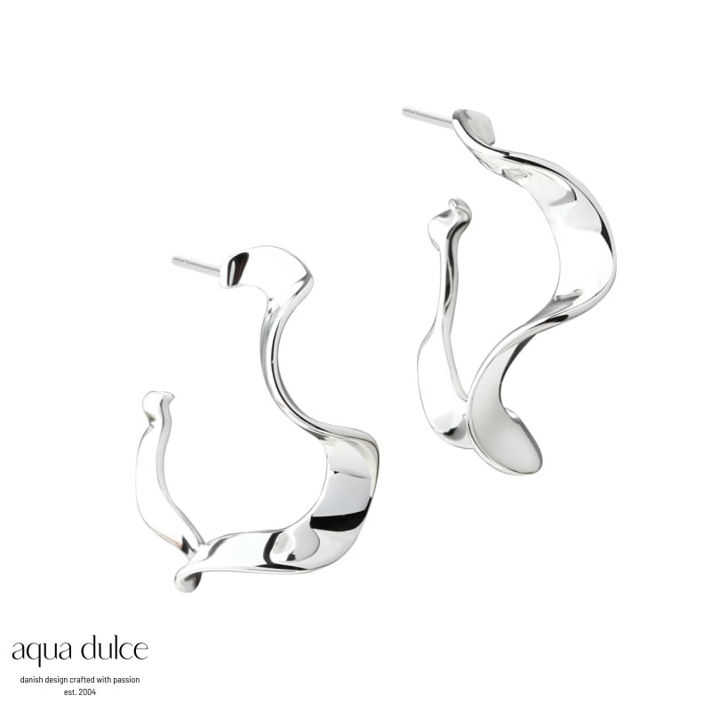 Slim Rhumba Large øreringe sølv 30mm - Aqua Dulce 6581