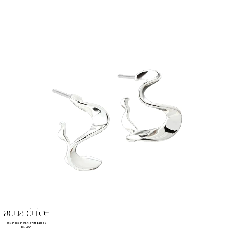 Slim Rhumba Small øreringe i sølv 18mm - Aqua Dulce 6577