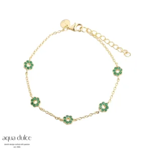 Verde blomster armbånd med grønne sten - Aqua Dulce 6552