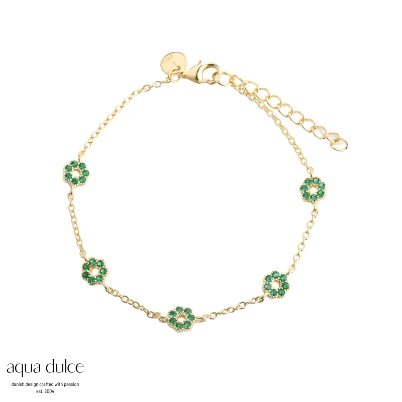Verde blomster armbånd med grønne sten - Aqua Dulce 6552