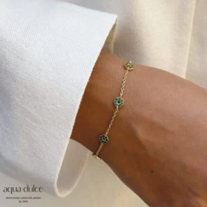 Verde blomster armbånd med grønne sten - Aqua Dulce 6552