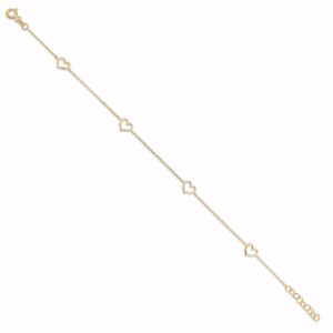 Guld armbånd med 4 hjerter 8kt guld