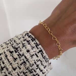 Forgyldt sølv armbånd med hjerter - Guld & Sølv Design 8815/F