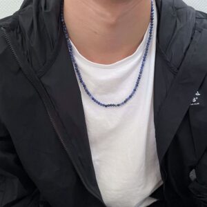 Halskæde til mænd - Blå Sodalit sten 60cm - 7FN-0051