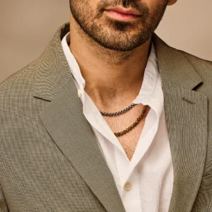 Halskæde til mænd - Mat tigerøjesten 60cm - 7FN-0010