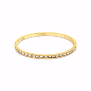 Armring - Guldfarvet stål klare zirkonia sten - CO88