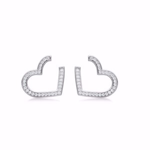 Hjerte sølv øreringe Olivia Big med zirkonia sten - Seville Jewelry