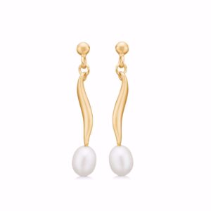 Perle øreringe i forgyldt sølv - Guld & Sølv Design -11618