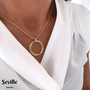 Seville Jewelry halskæde med stort cirkel vedhæng 2028/3/F