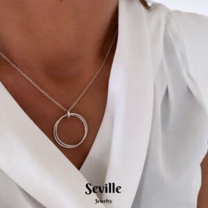 Seville Jewelry halskæde med stort cirkel vedhæng 2028/3