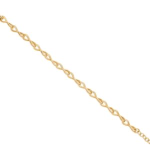 Forgyldt armbånd i 925 sterling sølv med infinity‑led og længde 19 + 2,5 cm.