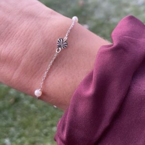 Armbånd Viola plissé hjerte og ferskvandsperler - Seville Jewelry 81048