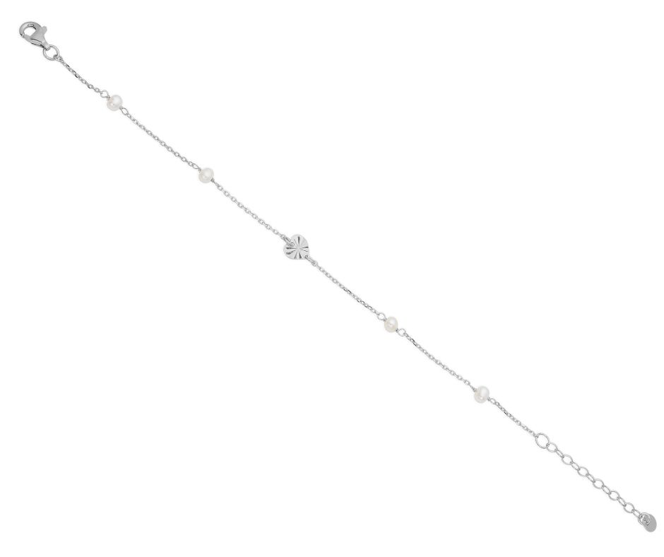 Armbånd Viola plissé hjerte og ferskvandsperler - Seville Jewelry 81048 - Billede 3
