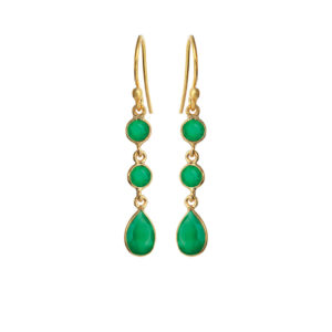 Susanne Friis Bjørner forgyldte øreringe grøn agat 5266-2-102