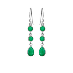 Susanne Friis Bjørner sølv øreringe grøn agat 5266-1-102