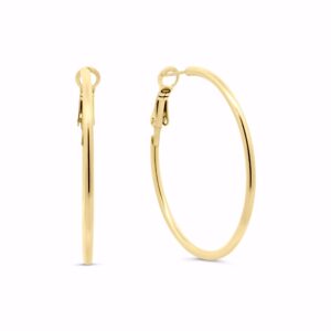 Klassiske hoops i PVD‑guldfarvet stål, 40 mm.
