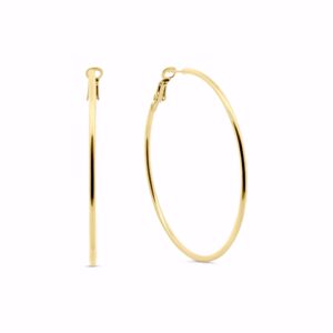 Klassiske hoops i PVD‑guldfarvet stål, 60 mm.