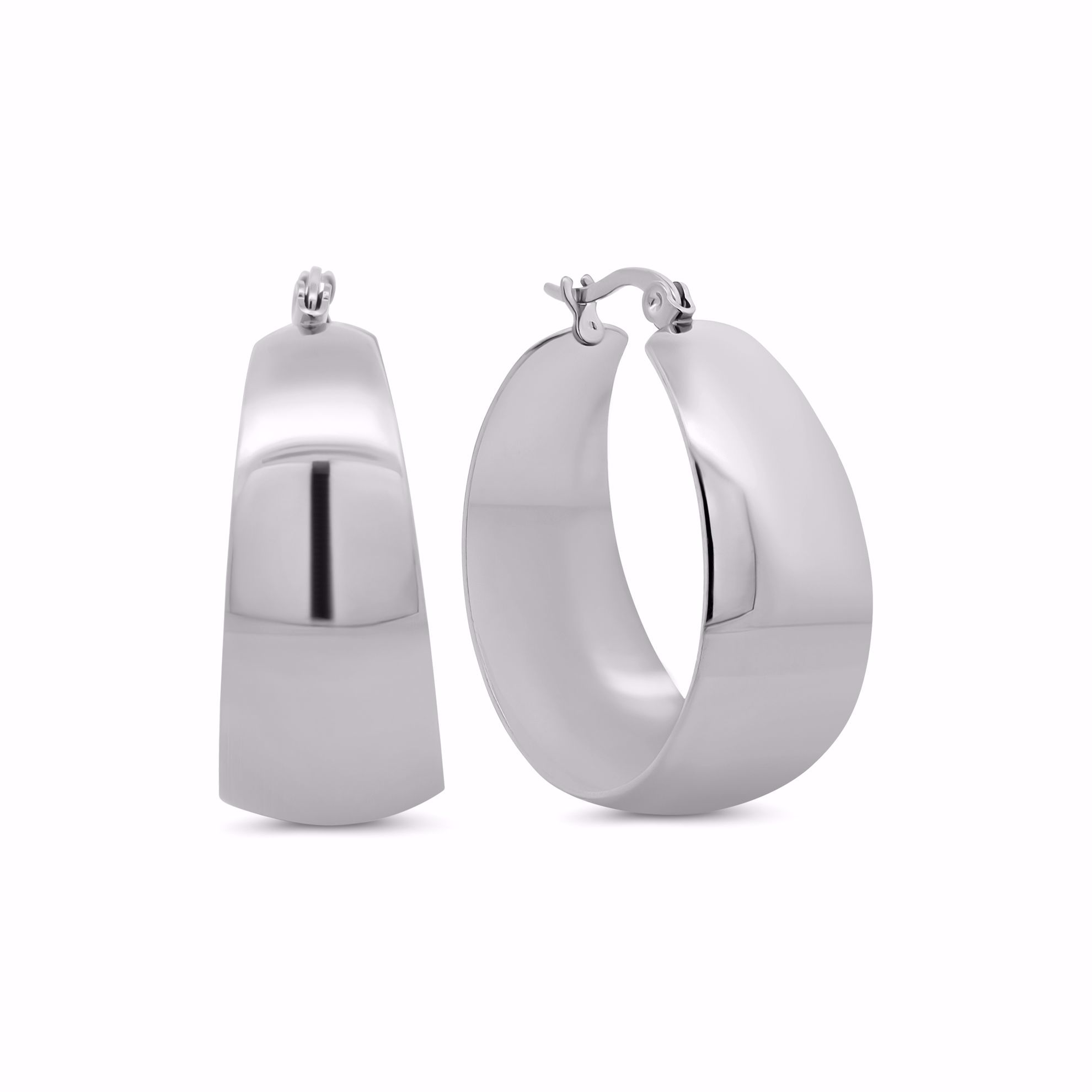 Blankpolerede hoops i rustfrit stål, 30 mm.