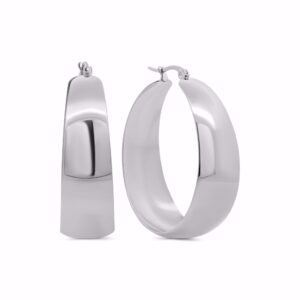 Blankpolerede chunky hoops i rustfrit stål, 40 mm.