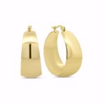 Blankpolerede hoops i PVD‑guldbelagt rustfrit stål, 30 mm.