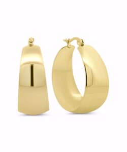 Blankpolerede hoops i PVD‑guldbelagt rustfrit stål, 30 mm.